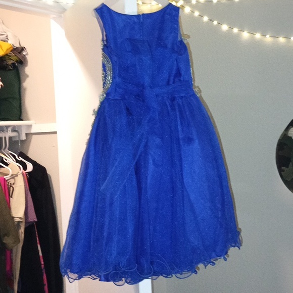 Girls Flower Girl Dress/blue and gold FORMAL DRESS - Picture 3 of 10